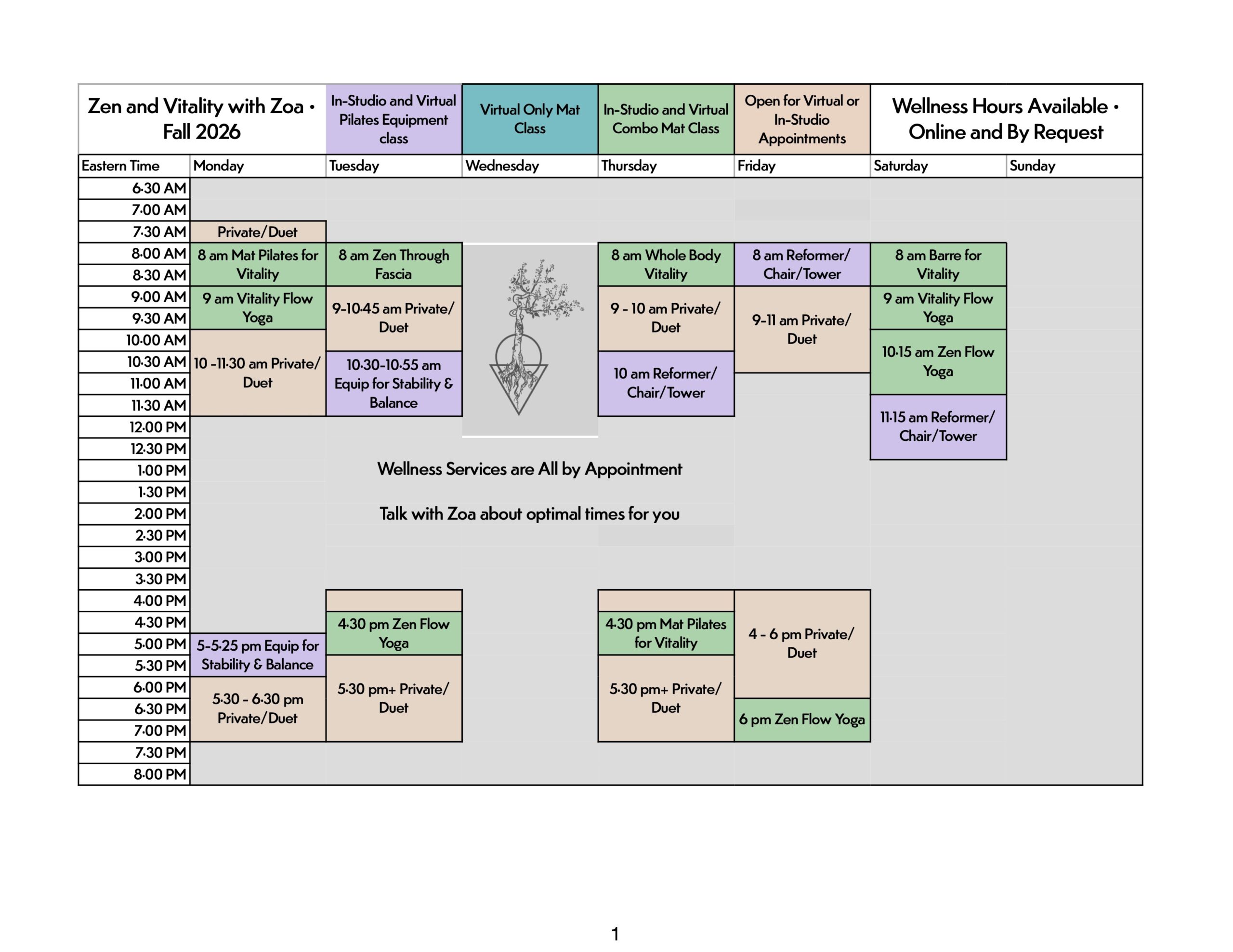 2026 Schedule-Fall Fall 2026 Class Schedule